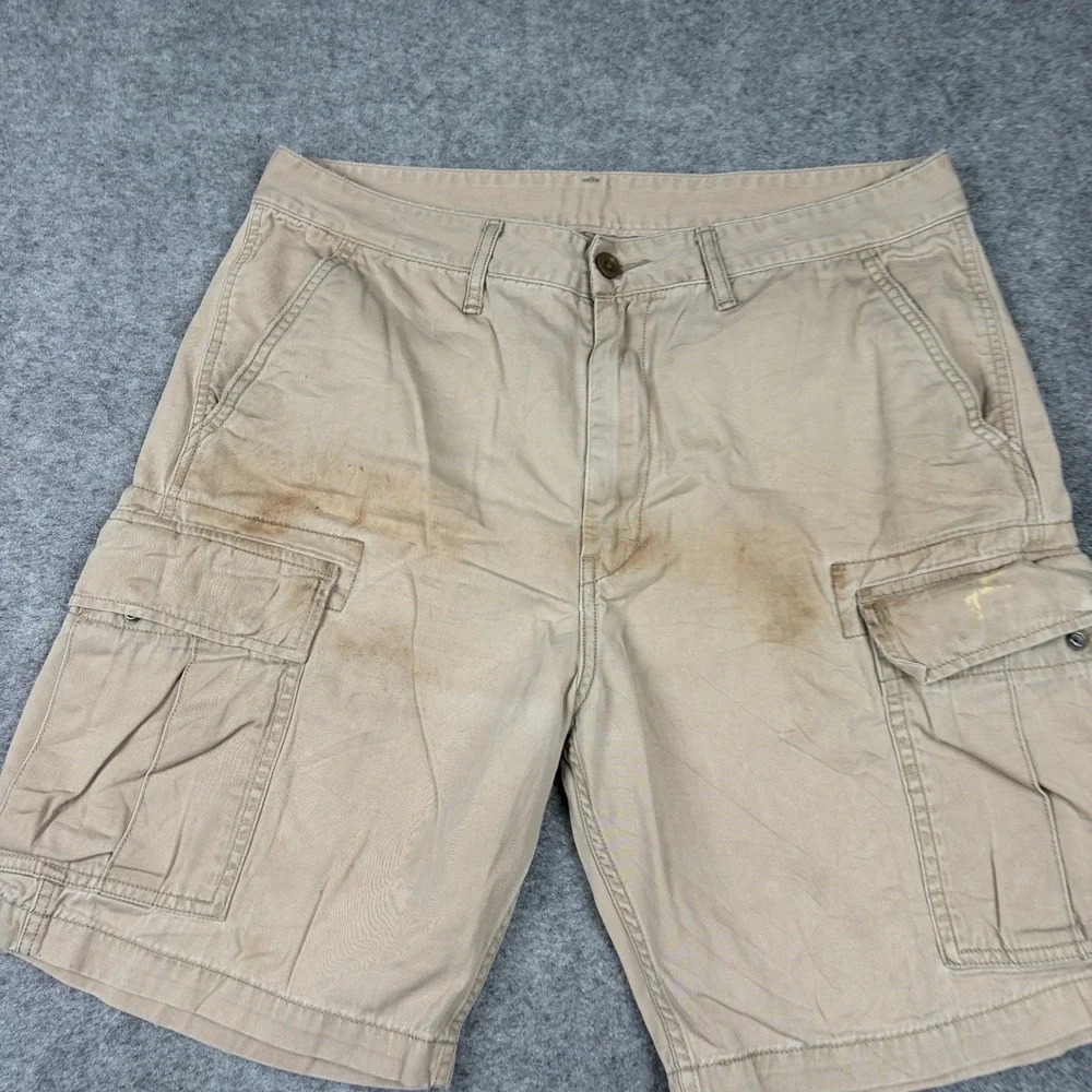 Levi's Cargo Shorts Mens W34 Tan Khaki Y2K Utility Distressed‎ Workwear Outdoor